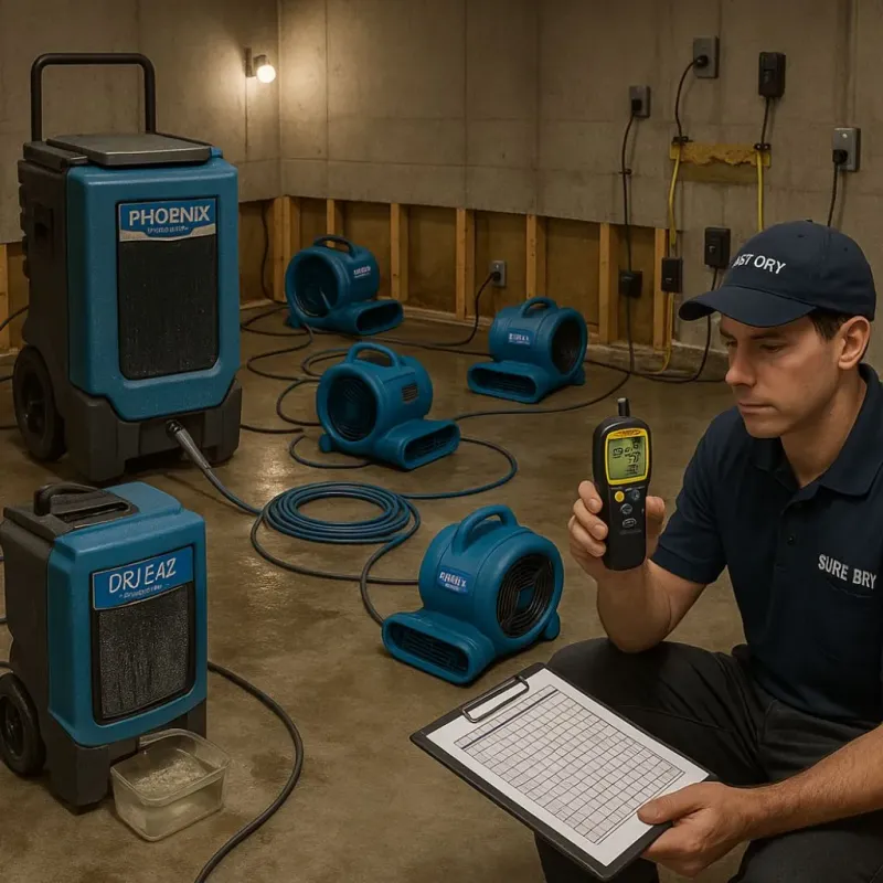 Structural Drying and Dehumidification process in Willowbrook, CA